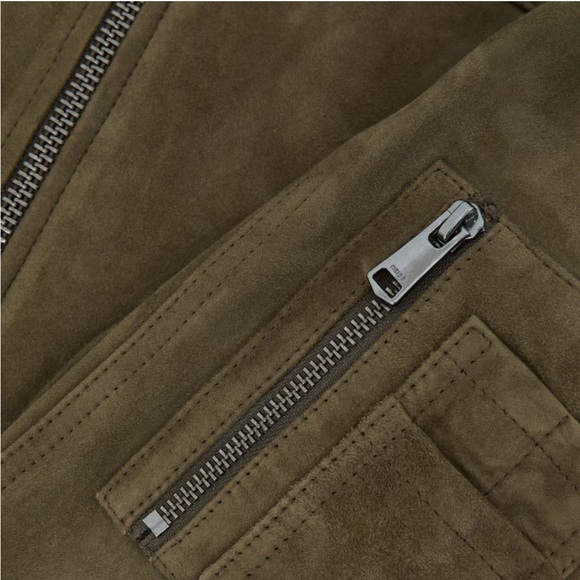 Tate
Suede Zip-Through Jacket in Khaki Green - Picture 5 of 7